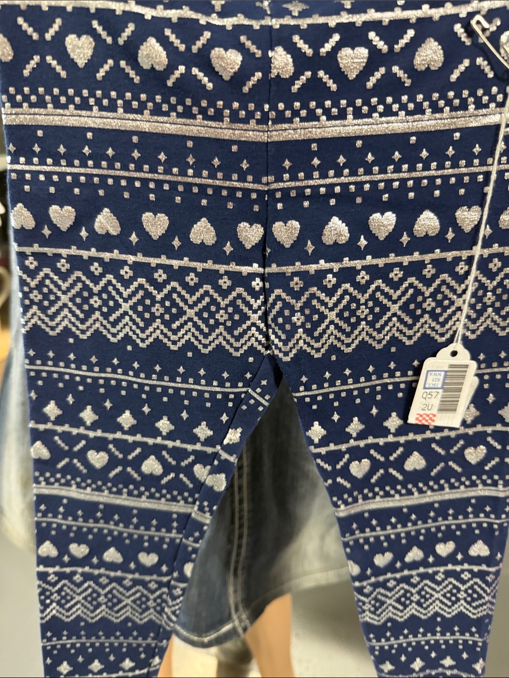 jumping beans Navy and Silver Heart Print Leggings
